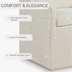 KISLOT Upholstered Dining Chairs Set of 4, Washable Cover Modren Deskchair with 4 Casters & Hidden Storage for Dining Room, Living Room, Home Office, Beige, 4 Box