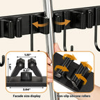 Broom and Mop Organizer Wall Mount, 2 pcs | Wall Hanging, Cleaning Supplies Organizer, Storage Shelf and Hooks, For Laundry Room Garage Kitchen