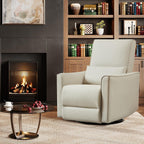 IDEALHOUSE Swivel Rocking Nursery Recliner Chair Rocker Recliner Glider Deep Seat PU Leather Sofa Chair with high Backrest for Nursery, Living Room, Bedroom & Home Movie Theater (White)
