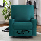 Harkawon Swivel Rocker Recliner Chair, Glider Rocker Recliner, Rocking Chair Nursery, Fabric Chair with High Back, Deep Seat, for Living Room, Bedroom, Green