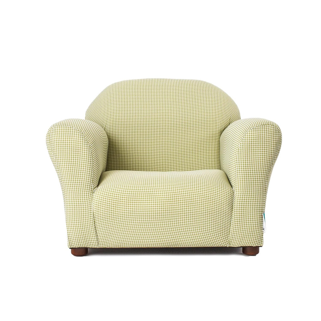 Keet Roundy Gingham Chair for Kids Upholstered Toddler Armchair for Ages 2–5, Sturdy Wooden Frame, Soft Durable Cotton Fabric, Lightweight, Fully Assembled, Ideal for Playrooms, Nurseries & Bedrooms.