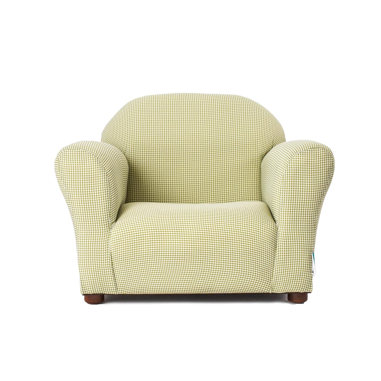 Keet Roundy Gingham Chair for Kids Upholstered Toddler Armchair for Ages 2–5, Sturdy Wooden Frame, Soft Durable Cotton Fabric, Lightweight, Fully Assembled, Ideal for Playrooms, Nurseries & Bedrooms.