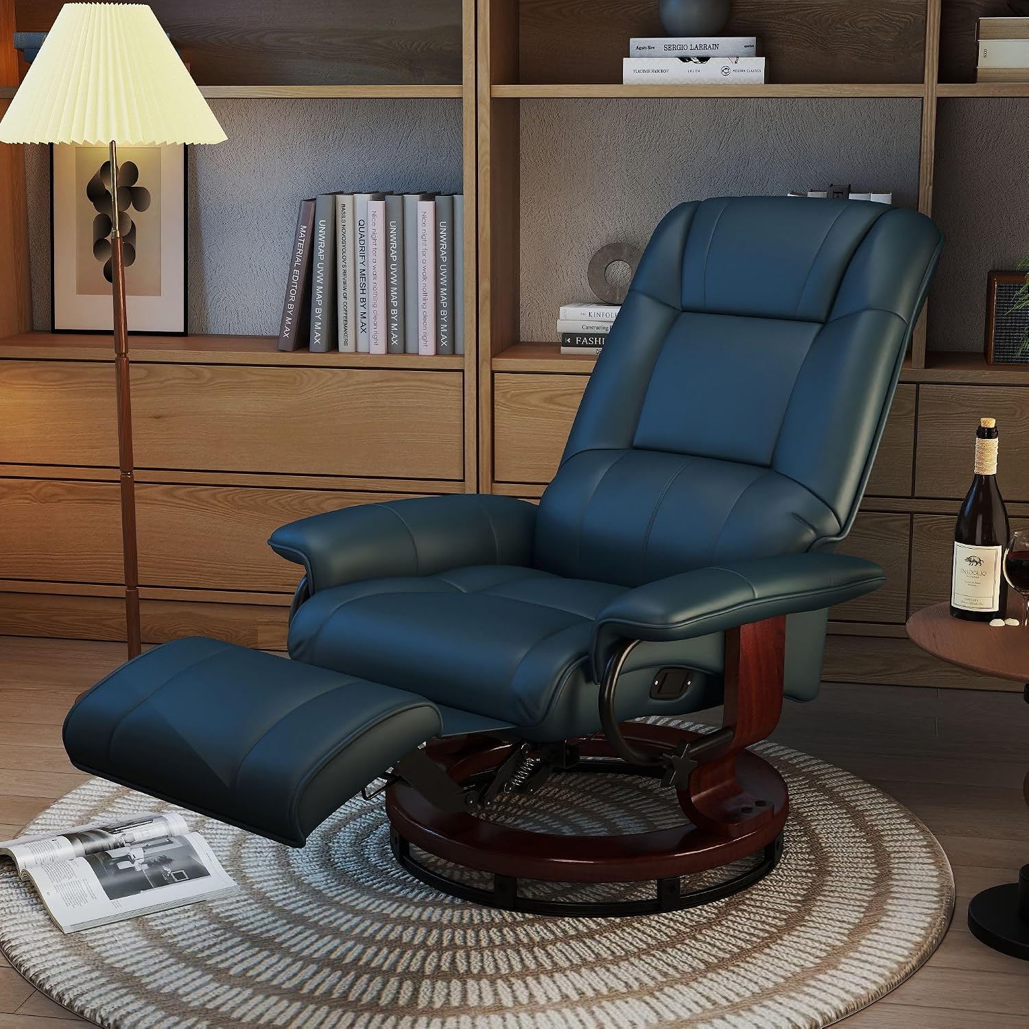 Swivel Reclining Chair - Blue