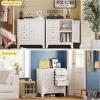 Bathroom Storage Cabinet with 4 Drawers,Metal Bathroom Floor Cabinet with Door and Shelves,Toilet Paper Storage Cabinet for Bathroom, 33" H x 31.5" W x 15.75" D,White