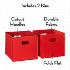 RiverRidge Kids Bookshelf with Toy Storage Organizer & Book Shelf with Spacious Veggie Bin, 2 Open Shelves and 2 Red Fabric Storage Bins - Toy Shelf for Books, Games, Puzzles