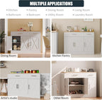 SUNLEI Kitchen Buffet Sideboard Cabinet with Storage, Farmhouse Kitchen Cabinet with 3 Doors and 2 Drawers, Coffee Bar Cabinet with Storage for Living Room, White