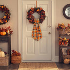 Autumn Buffalo Plaid Cotton Wreath Sash for Front Door Fall Wreaths Satin Sash Burlap Garland Ribbon Accessories for Fall Wreath Yard Doorway Indoor Outdoor Bow Home Decor,5.1 x 54.3