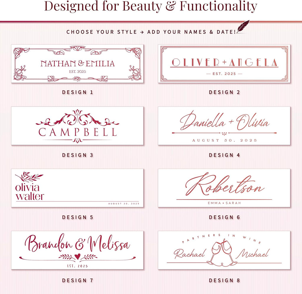 Personalized Wine Rack - Wall Mounted Custom Engraved Holder for 4 Bottles and Glasses - Ideal Gift for Wine Lovers, Weddings, Housewarmings - Customized Names Gifts for Couples