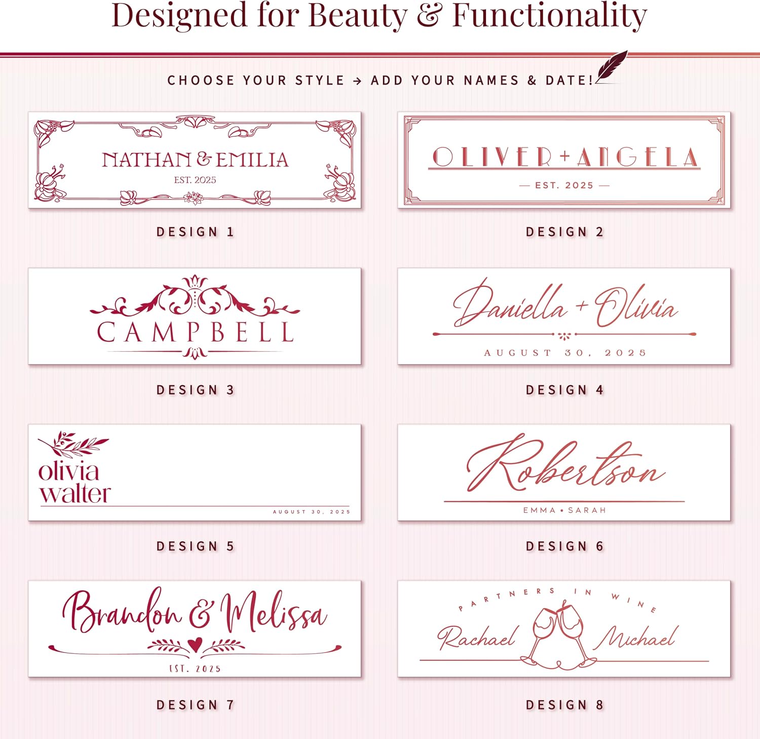 Personalized Wine Rack - Wall Mounted Custom Engraved Holder for 4 Bottles and Glasses - Ideal Gift for Wine Lovers, Weddings, Housewarmings - Customized Names Gifts for Couples
