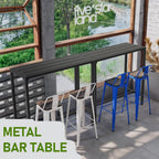 Outvita Outdoor Bar Table, Heavy Duty 40" Metal Table for Balcony Bistro | Waterproof Sturdy Frame Adjustable Foot for Hot Tub Patio Backyard Balcony Hallway Rectangle Black Heavy Duty Counter Height