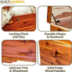 DutchCrafters Red Cedar Wood Blanket Storage for Living Room, Fully Lined Hope Chest, Bedroom Bench, Lockable Storage Box, Locking Chest with Handles and Waterfall Edge - Amish Made in USA (45" Large)