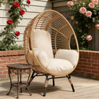 Balcony Chairs Egg Wicker Design, 400lbs Capacity, Indoor Outdoor Use, Weather-Resistant PE Rattan(Natural)