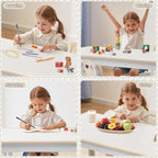 DOREROOM Toddler Table, 7 Level Height Adjustable Kids Play Furniture for Ages 3-8, Rectangular Plastic, 23.6" W x47.2 L, Multi-Activity Desk with Graffiti Desktop for Home & Daycare