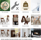 Folding Dining Chairs Set of 2, Upholstered Kitchen Chair with Padded Seat & Wood Backrest, Modern Side-Chair with Wood Legs for Home Office Living Room,No Assembly Needed,Walnut