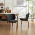 YOUNIKE Dining Chair with High Back Set of 4 Mid Century Modern Kitchen Chair Faux Leather Upholstered Armless Chair 20" Wide Padded Seat with Wooden Legs for Kitchen Dining Living Room Bedroom Black