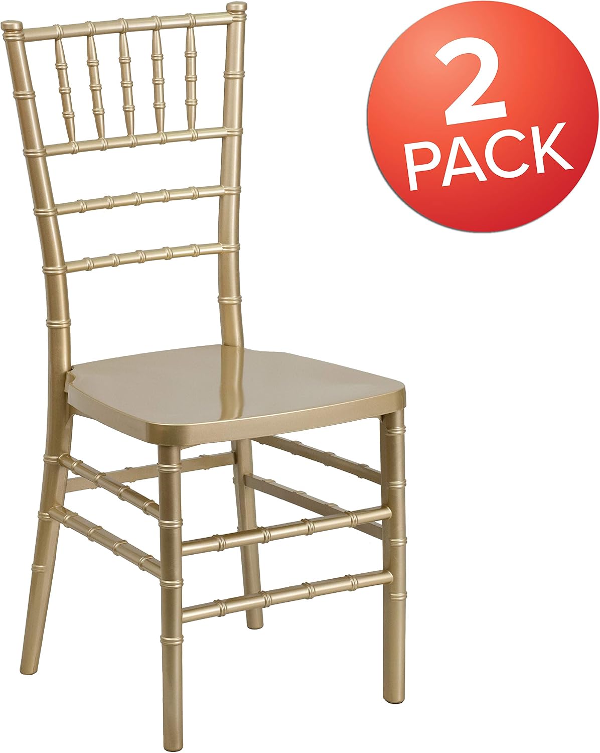 Flash Furniture Hercules Premium Series Chiavari Chairs for Formal Events and Banquets, Commercial/Residential All-Occasion Chairs, Set of 2, Gold