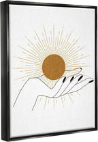 Stupell Industries Hand Holding Deco Inspired Sun with Rays, Design by JJ Design House LLC