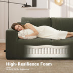 Modular Loveseat Couch Cloud Couches for Living Room - 79" Boneless Sofa - No Assembly Required, Cozy Corduroy Convertible Full Sponge Compression Sofas for House, Apartment(Green)