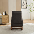 Upholstered Rocking Chair,25.4" Wide Rocking Chair Nursery with Retractable Footrest and Side Pocket, High Back Rocking Chair Accent Armchair for Living Room, Bedroom,Rubber Wood Legs (Charcoal)