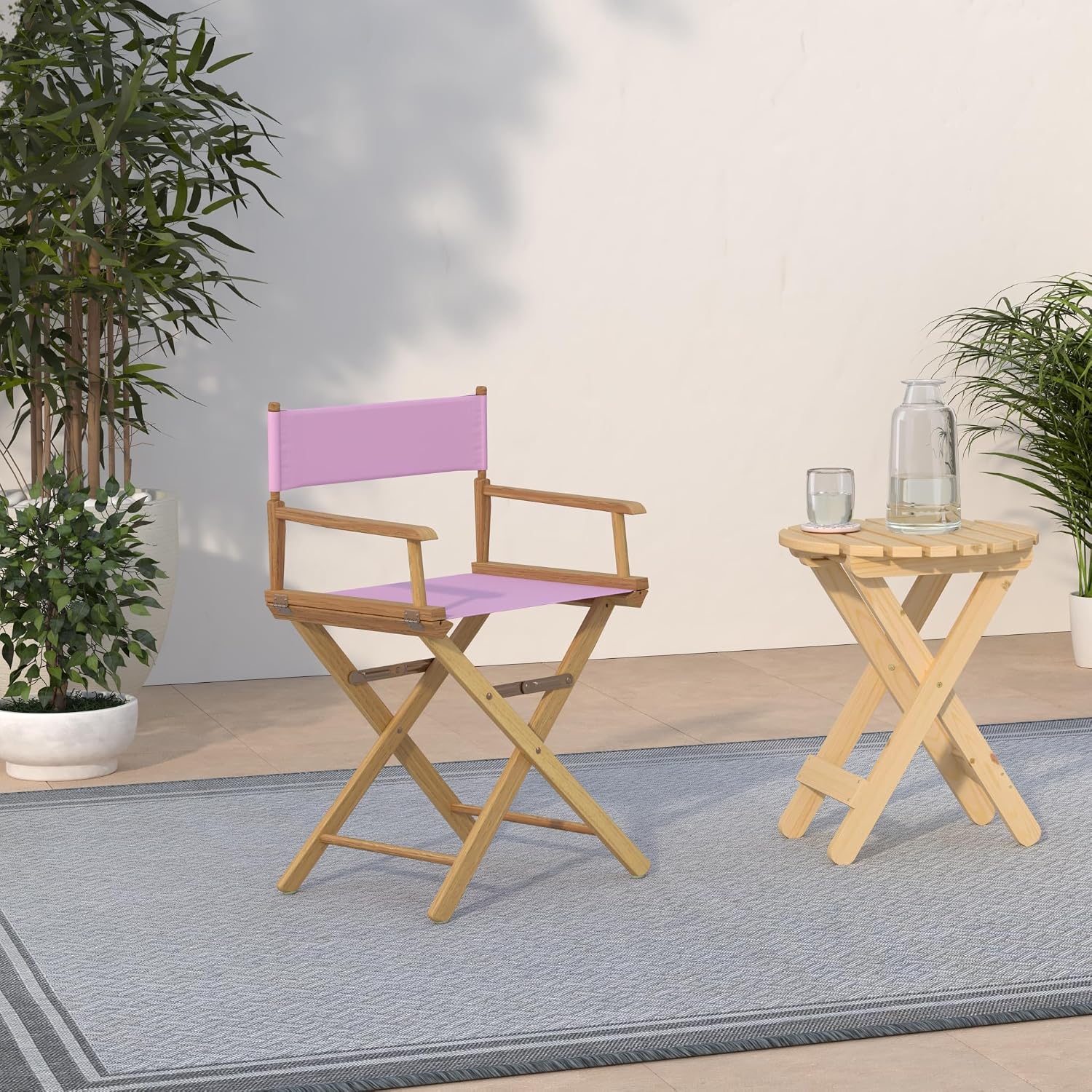 Casual Home 200-00/021-22 Director Chair 18" - Classic Height Natural Frame/Pink Canvas