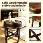 KANG DONG Rustic Round End Table, Whiskey Barrel End Table, Solid Wood Farmhouse Side Table with Barrel-Inspired Design, 22.2" Accent Table for Living Room, Bedroom, Beside Sofa