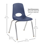 Factory Direct Partners 10384-NV 18"" School Stack Chair, Stacking Student Seat & 10368-NV 16"" School Stack Chair, Stacking Student Seat, Navy