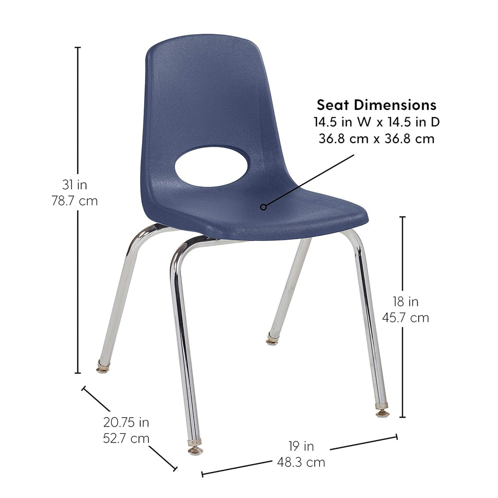 Factory Direct Partners 10384-NV 18" School Stack Chair, Stacking Student Seat & 10367-NV 16" School Stack Chair, Stacking Student Seat