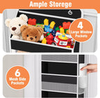 WISELIFE Over The Door Organizer Storage 4 Shelves Large Capacity Hanging Bedroom Storage Solution with 6 Side Pockets for Dorm Bathroom Pantry Nursery and Baby Essentials Holds up to 40 Lbs (Black)
