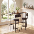 Giantex 3-Piece Bar Table and Chairs Set, Counter Height Pub Table and 2 Upholstered Stools with Backrest & Footrest, Space-Saving High Top Bistro Table Set for Breakfast Nook, Small Space