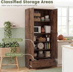 Giantex 72" Tall Kitchen Pantry Cabinet, Farmhouse Wooden Cupboard w/ 2 Doors, Drawer & Adjustable Shelves, Freestanding Versatile Storage Cabinet for Dining Room Living Room Bathroom (Rustic Brown)