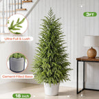 2Pack 3FT Artificial Topiary Trees for Outdoor, UV Resistant Realistic Faux Pine Shrubs Plants, Indoor Fake Trees for Home Offices Front Porch Decor
