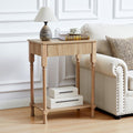 XUZENEST 23.6” Large End Table with Charging Station, Modern Farmhouse Side Table Sofa Tables with Fluted Drawer, Wooden Bedside Table Night Stand for Bedroom Living Room Home Office, Natural