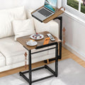 Tv Tray Table Set of 2, Living Room Table Sets 8-Level Adjustable Height Couch Side Table,90° Tilt Angle foldable End Table,Laptop Table with Phone & Tablet Slot Dinner Tray Desk for Recliner/Sofa/Bed