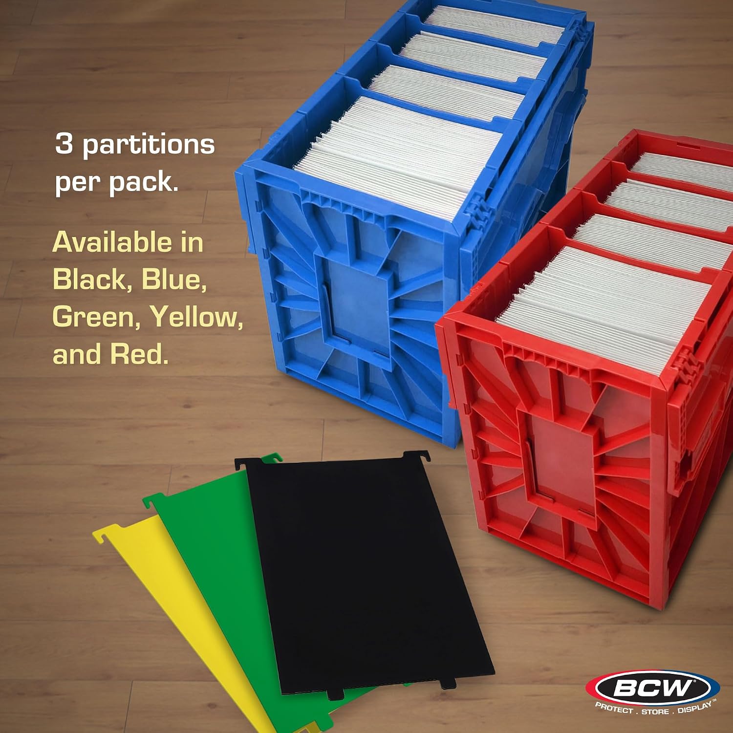BCW Comic Bin Partitions | Exclusive Organizer for Short and Long Comic Book Bins | Notched, Tabbed, and Structurally Supportive Dividers (Black, 6 Pack)