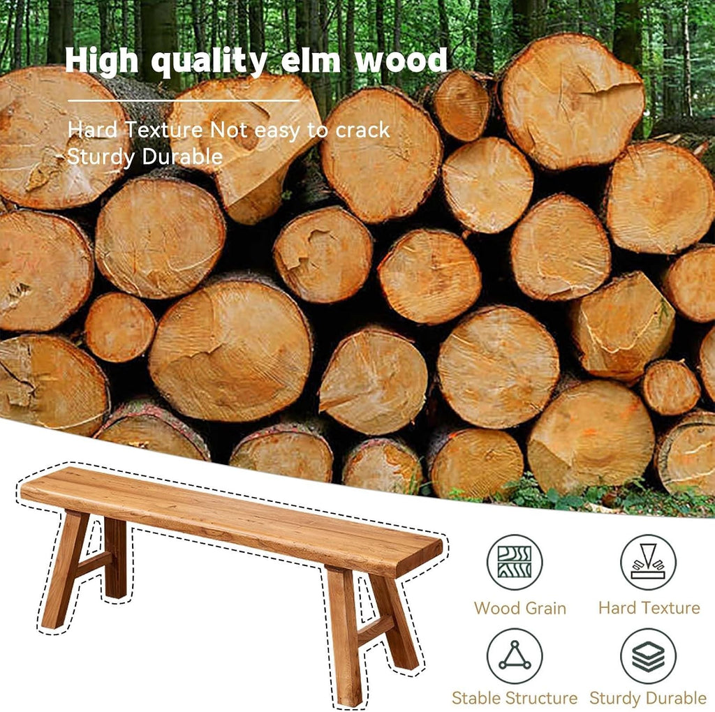Farmhouse Solid Wooden Narrow Bench Natural Rustic Kitchen Dining Table Skinny Entryway Shoe Benches 47.2/62.9/70.8/78.8 In End of Bed Bench Dining Bench Shoe Bench For Hallway(59x10.2x17.7in)