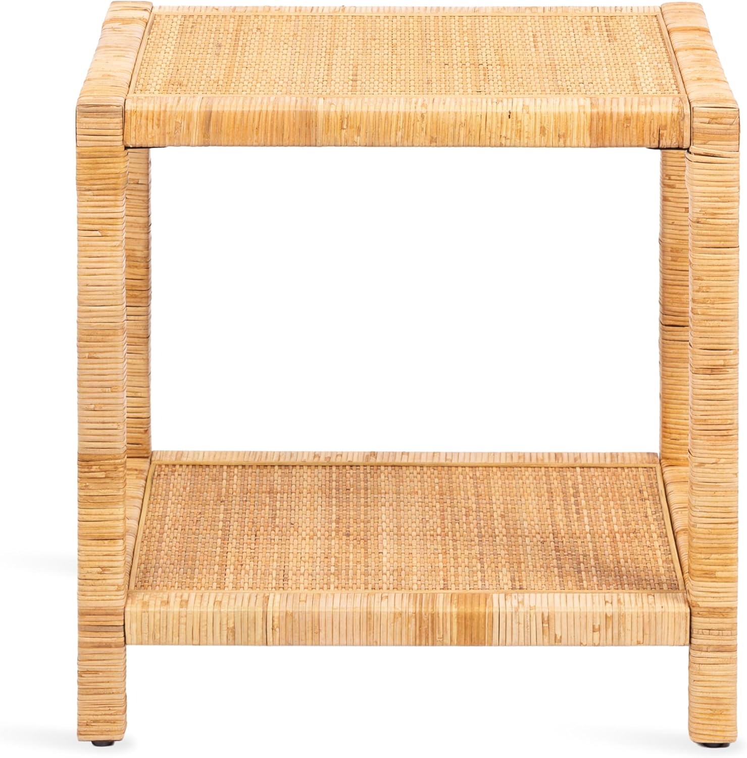 Kate and Laurel Rafina Coastal Rectangle Rattan Side Table, 22 x 14 x 24, Natural Brown, Transitional Boho Rectangular Woven Rattan End Table for Use as Living Room Decor Accent