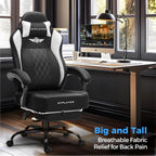 GTPLAYER Big and Tall Gaming Chair Breathable Fabric Computer Chair with Strong Lumbar Support, Comfortable Office Chairs with Pocket Spring Cushion, High Back Ergonomic Desk Chairs with Footrest