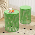 Xuthusman 2 Pack Outdoor Side Table,Metal Frame Accent Table Modern End Table Set Nesting Side Tables for Patio Balcony Garden Living Room Bedroom Indoor Outdoor Use（Green）