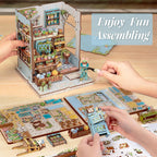 Book Nook Kit, DIY Miniature House Kits for Adult and Teens, Dollhouse Tiny Booknook Garden House Bookshelf, DIY Craft Gifts for Family and Friends (Anna's Blue Blossom)