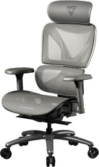 ThunderX3 XTC Ergonomic Office Chair, for Adults Gaming Chair, High Back Desk Chair, Synchronous Tilt, Self-Adjusting Lumbar Support and Backrest, Adjustable Headrest, Breathable Mesh, Grey