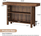Tribesigns Large 2-Tier Bar Table, 63-Inch Mini Pub Table with Footrest, Rectangular Modern Coffee Bar Cabinet Counter Height Table for Home Kitchen, Bistro, Dining Room, Living Room, Rustic Brown