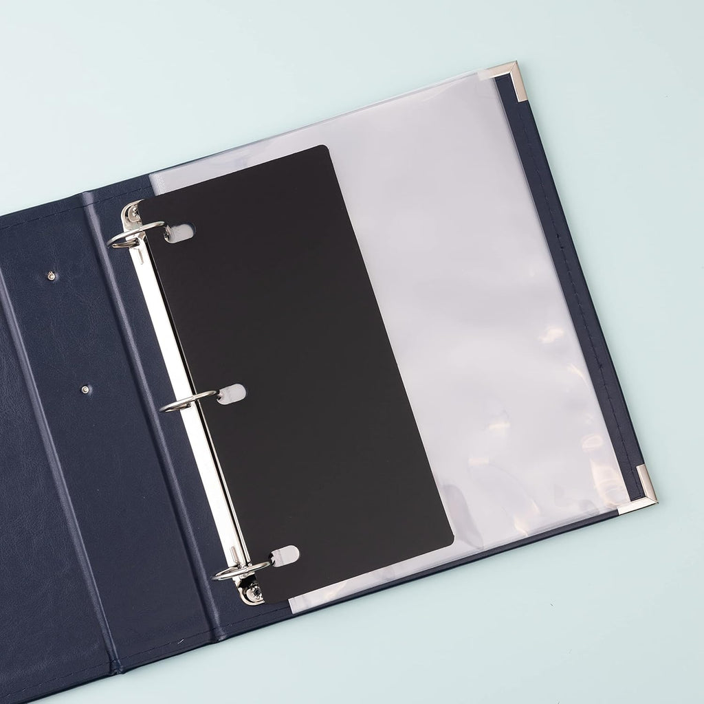 We R Memory Keepers 8.5x11 Navy Photo Album, Protect Memories and Photos, Soft, Acid-free Faux Leather, Classy Decorative Spine Label, Snag-free Rings, Includes 5 Page Protectors
