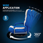 360 Degree Swivel Gaming Chair Foldable Floor Sofa Chair for TV Reading Playing Video Games with Lumbar Support, Armrest Handles, Adjustable Backrest, Blue & Beige