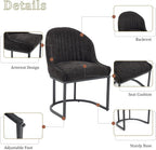 Dining Chairs Set of 2, Linen Upholstered Dining Room Chairs with Black Metal Legs, Modern Kitchen Side Chairs Reading Chair (Black+Black, Set of 2)