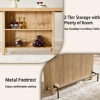 Okvnbjk 63-Inch 2-Tier Bar Table with Footrest, Oak | Coffee Bar Cabinet, Large Counter Height Pub Table Storage Shelf Home Bar Unit for Kitchen, Bistro, Dining Room, Living Room