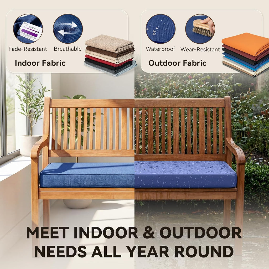 ROFIELTY Custom Bench Cushion, Made-to-Measure Bench Seat Cushion with High Resilience Sponge, Removable Cover, Anti-Slip Design, 100+ Colors for Indoor Bench, Window Seat, Patio