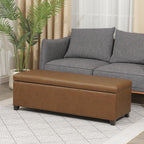 Homebeez 46" Faux Leather Storage Ottoman,End of Bed Bench,Upholstered Ottoman Bench with Storage for Living Room,Bedroom,Entryway
