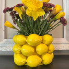 Lemon Vase -Cheery Yellow Ceramic French/Mediterranean Style Unique Vase with 3D Lemon Design- Lemon Kitchen Decor - Lemon Themed Housewarming Gift for her