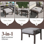 RoyalCraft Durable Iron Patio Footstool with Cushions ?Stable, Weather-Resistant Outdoor Ottoman for Relaxation & Extra Seating