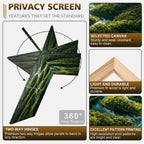 Small 3 Panels Folding Screen Room Divider Winding River Green Forest Vibrant Blue Water Boho Divider for Room Separation Portable Privacy Partition Screen Indoor